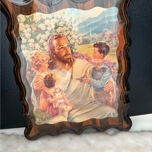 Kriefel & Bates Vintage 1954 Litho 12x 10 Jesus with Children Plaque